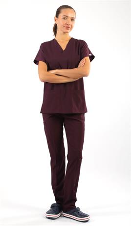 Scrub-Premium Likralı Bayan-Mürdüm