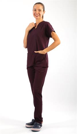 Scrub-Premium Likralı Bayan-Mürdüm