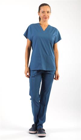 Scrub-Premium Likralı Bayan-Petrol Mavisi