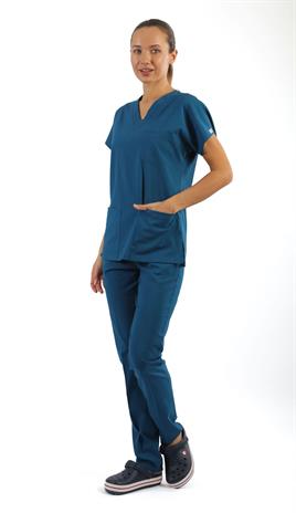 Scrub-Premium Likralı Bayan-Petrol Yeşili