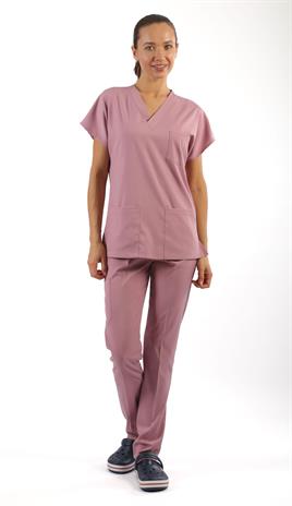 Scrub-Premium Likralı Bayan-Pudra