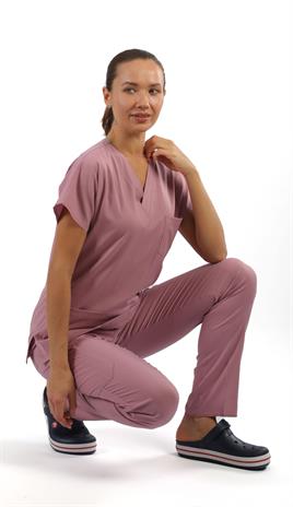 Scrub-Premium Likralı Bayan-Pudra