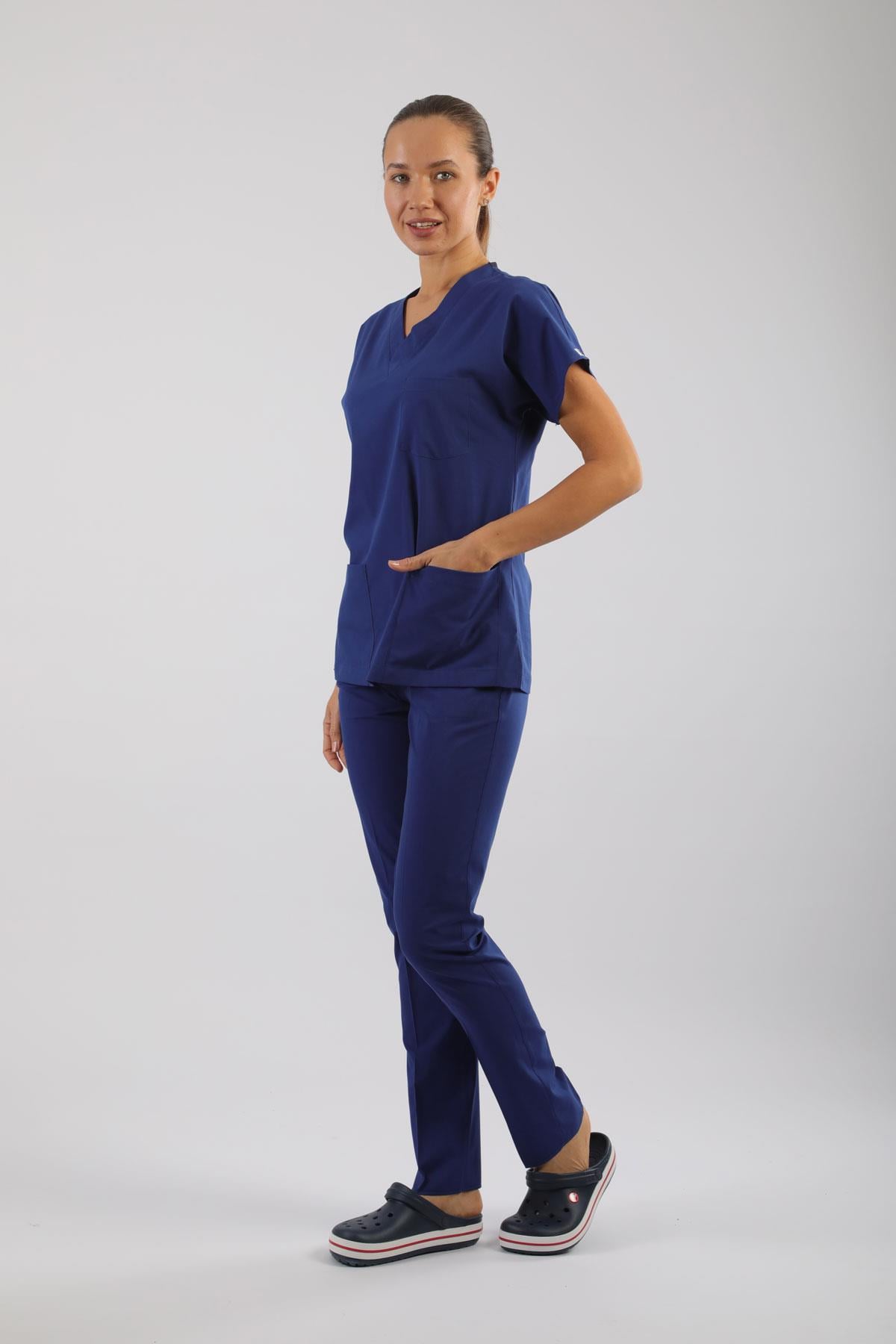 Asflex Saks Mavi Likralı Üniforma