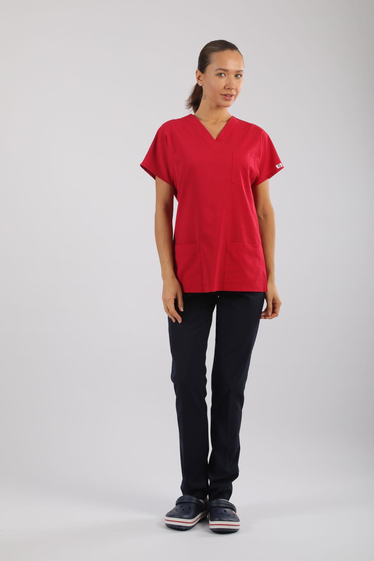 Likralı Tek Üst Kırmızı