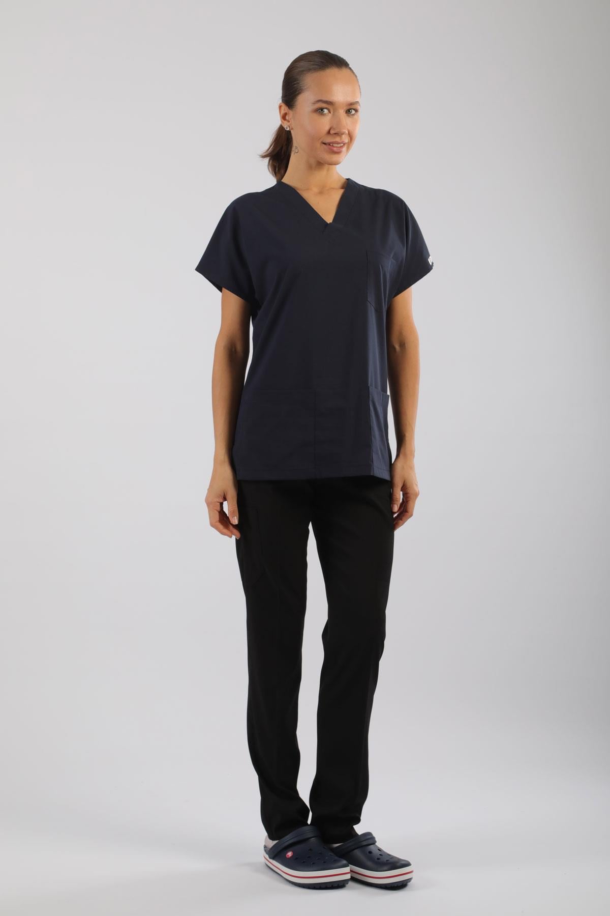 Likralı Tek Üst Lacivert