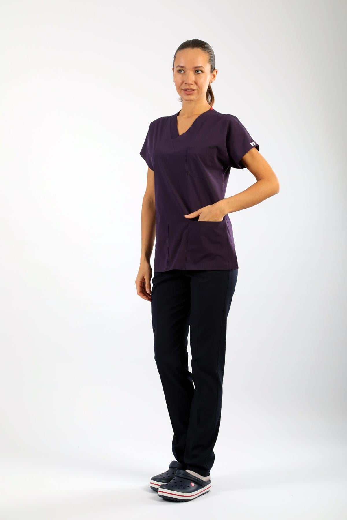 Likralı Tek Üst Mor