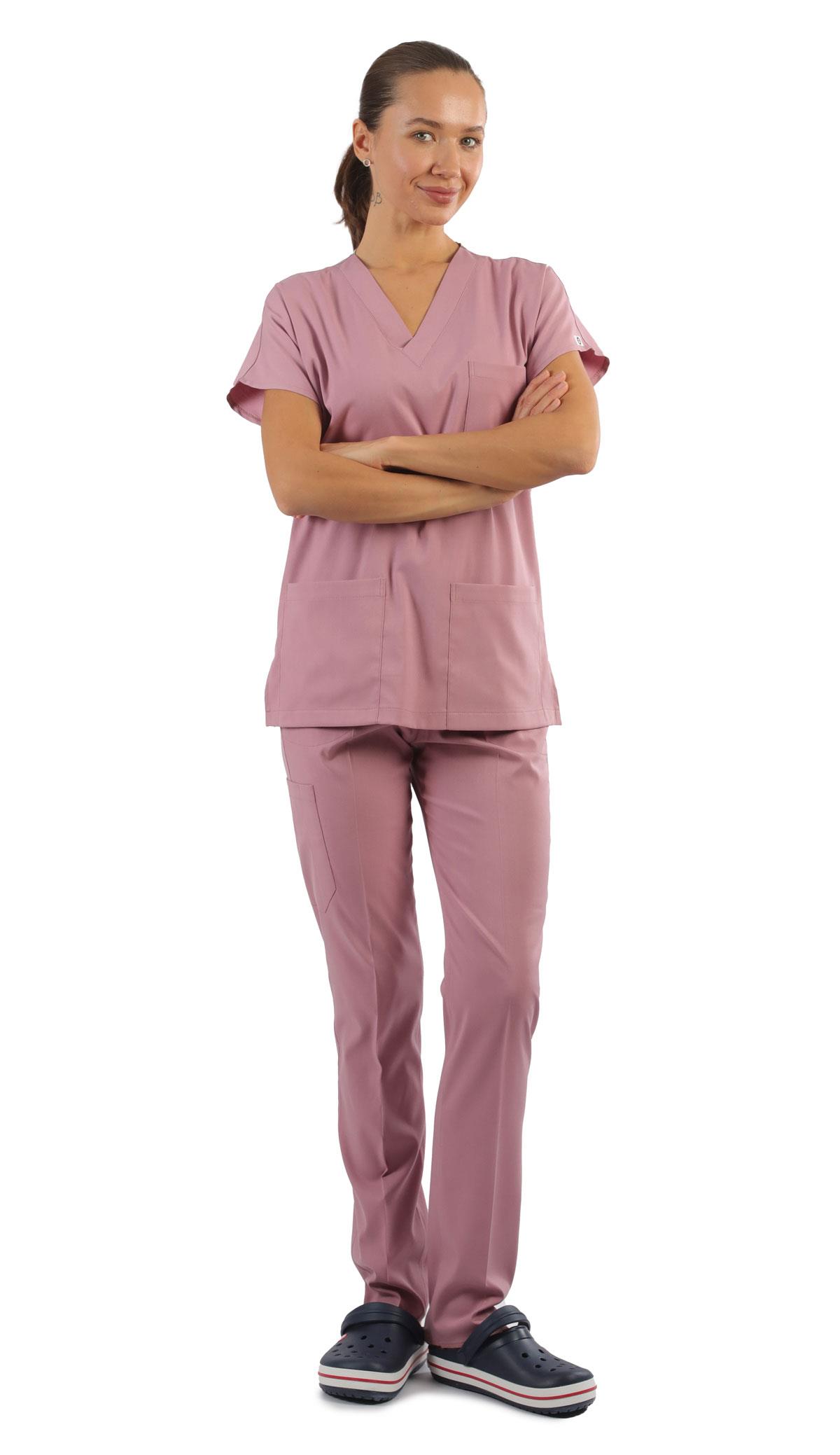 Scrub-Premium Likralı Bayan-Pudra