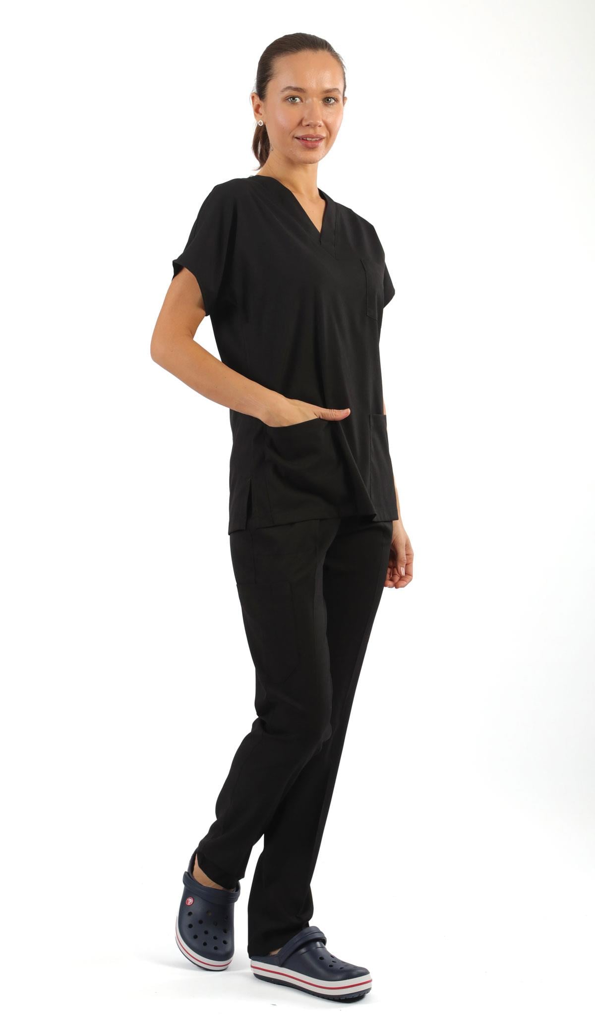 Scrub-Premium Likralı Bayan-Siyah