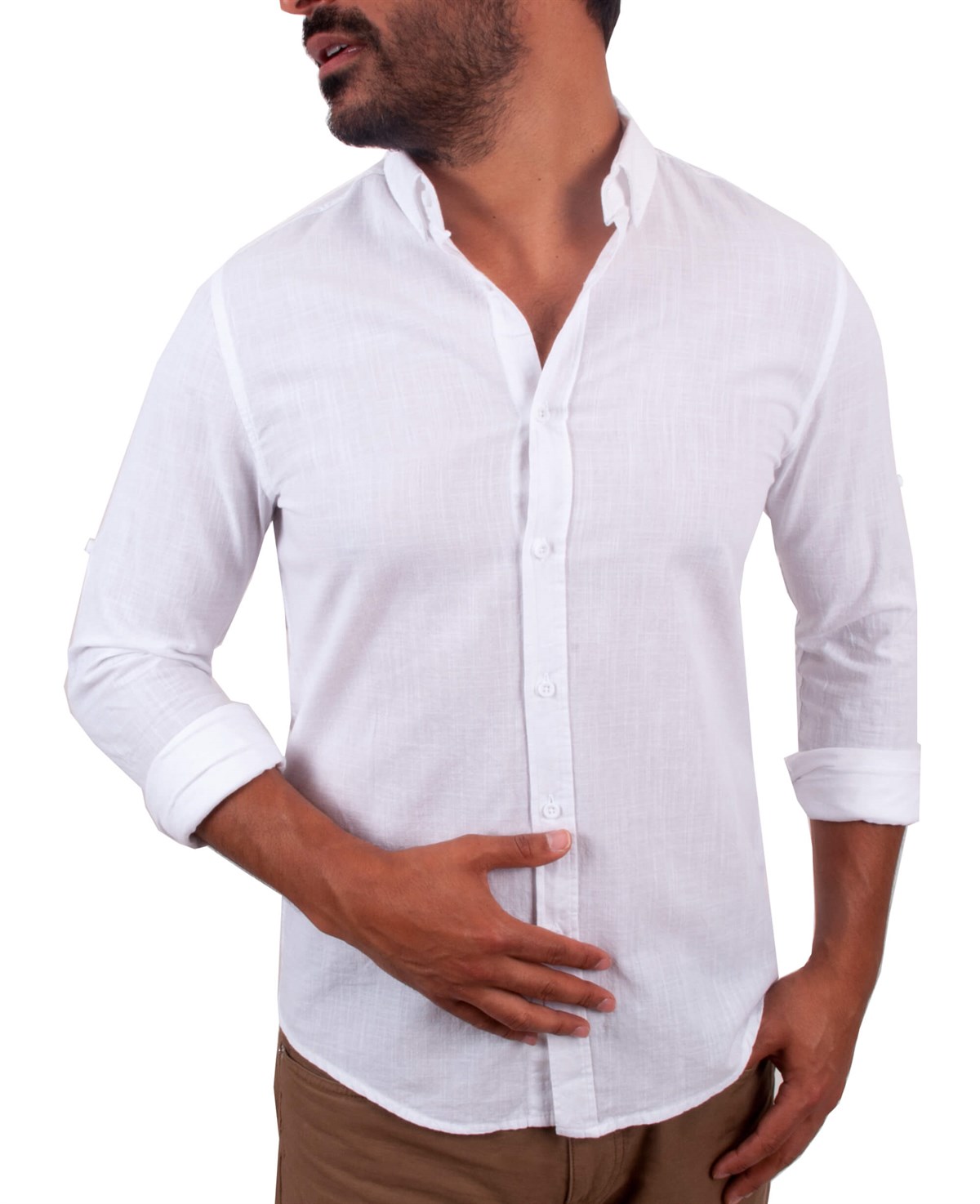 Beyaz Renk Normal Yaka İnce Erkek Gömlek - Pobudo.com