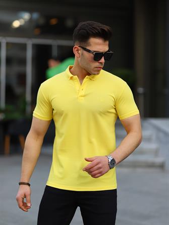 Sarı Renk Polo Yaka Erkek Tişört - Pobudo.com