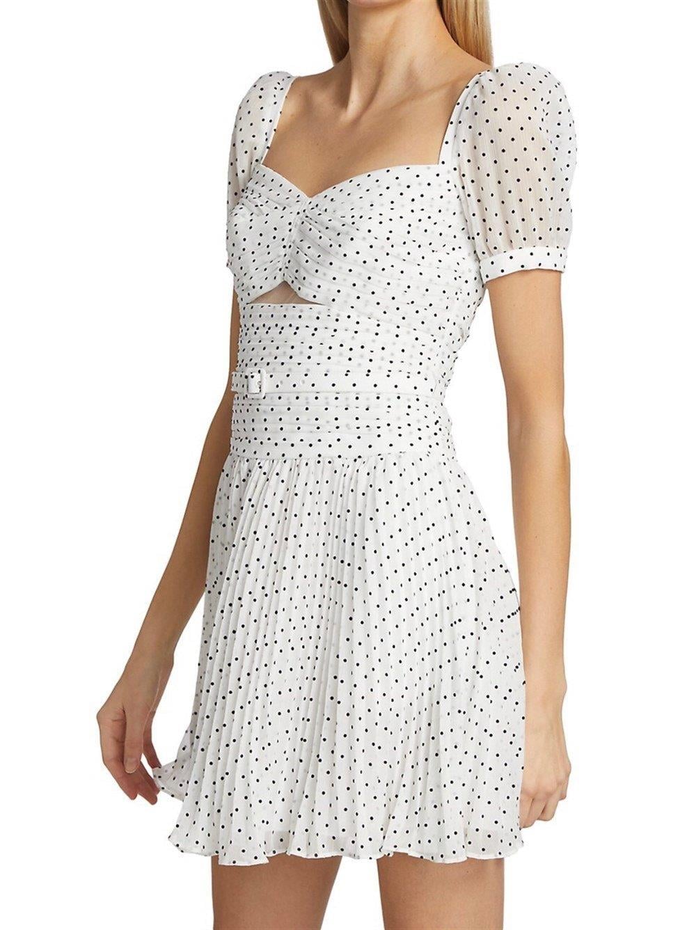 Beyaz Puantiyeli Mini Tasarım Elbise
