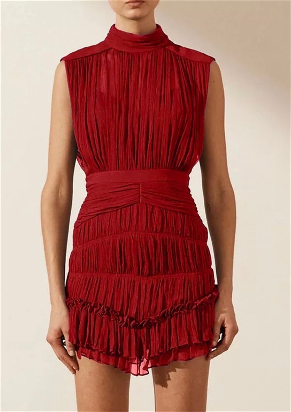 Kırmızı Şifon Tasarım Elbise