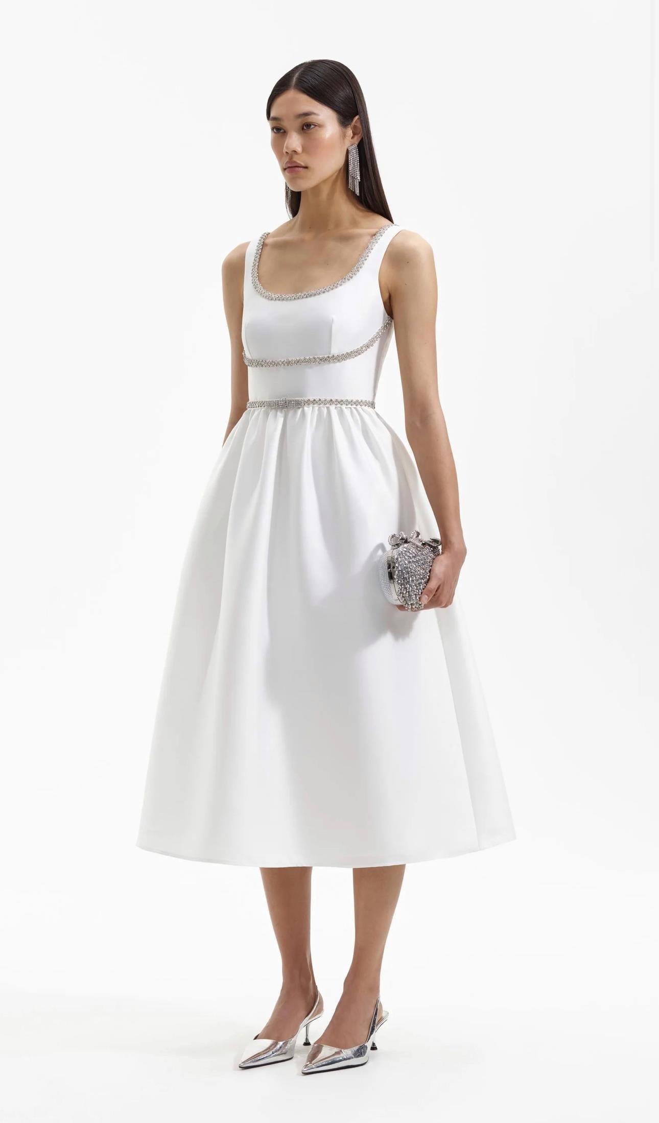 Kristal Taş Tasarım Midi Elbise