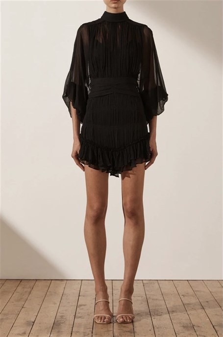Siyah Sıfır Kol Mini Tasarım Elbise