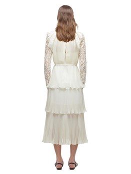 Beyaz Mİdi Tasarım Elbise