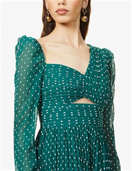 Yeşil Midi Tasarım Elbise