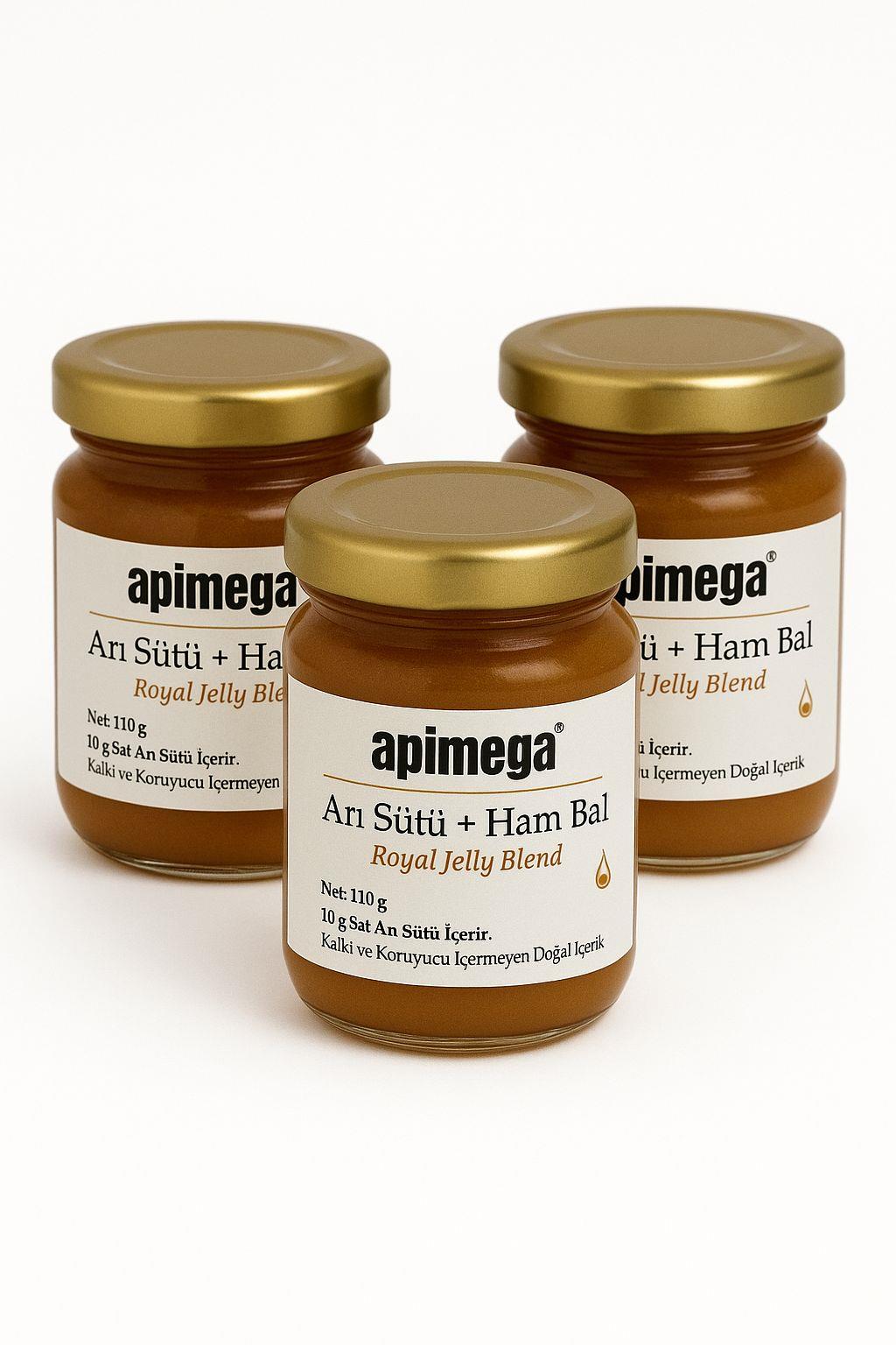 3 pezzi Apimega Latte Reale + Miele Grezzo