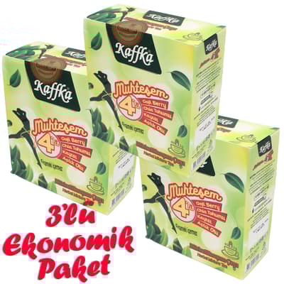 3'lü Ekonomik Paket Kaffka Muhteşem Dörtlü Bitkisel Karışım Çayı 40x2 gr Süzen Poşet