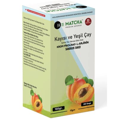 Bilge İlaç Matcha Premium Japenese Kayısı ve Yeşil Çay İçeren Toz Takviye Edici Gıda 1 Kutu (8 Gr x 
