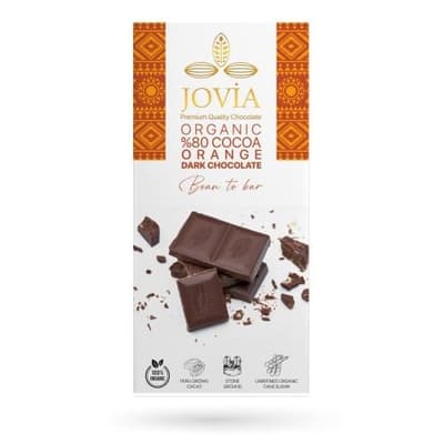 Organik %80 Bitter Portakallı Çikolata (85 gr) Jovia