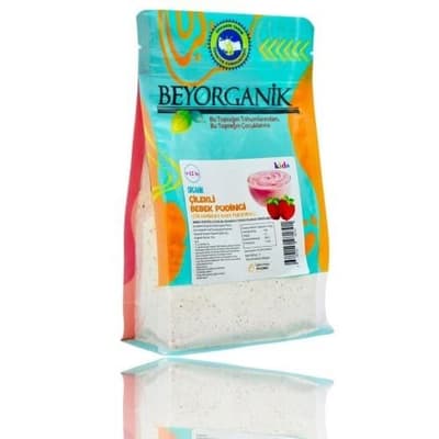 Organik Çilekli Bebek Pudingi (200 gr) Beyorganik