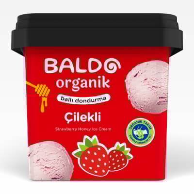 Organik Çilekli Dondurma (400 gr) Baldo
