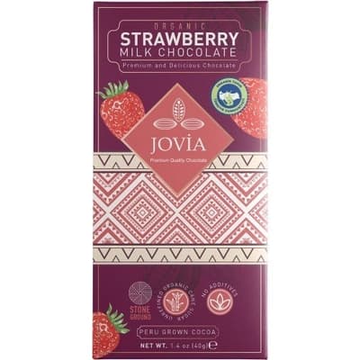 Organik Çilekli Sütlü Çikolata (40 gr) Jovia