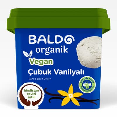 Organik Çubuk Vanilyalı Vegan Dondurma (400 gr) Baldo