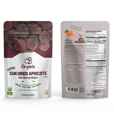 Organik Gün Kurusu Kayısı (250 gr) Orgibite