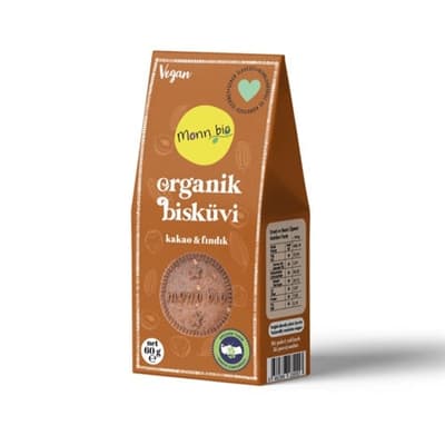 Organik Kakaolu Fındıklı Bisküvi (60 gr) Monn Bio