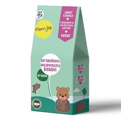 Organik Karabuğday& Keçiboynuzlu Çocuk Bisküvisi (50gr) Monn Bio