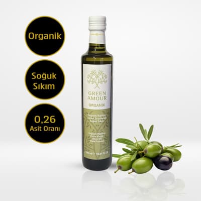 Organik Soğuk Sıkım Sızma Zeytinyağı (500 ml ) Green Amour