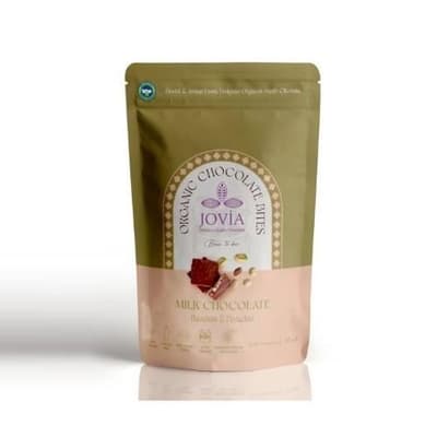 Organik Sütlü Çikolata Bites, Fındık ve Antep Fıstık Dolgulu (85 gr) Jovia