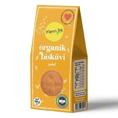 Organik Yulaflı Bisküvi (60 gr) Monn Bio