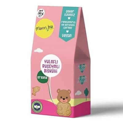 Organik Yulaflı Ruşeymli Çocuk Bisküvisi (50 gr) Monn Bio