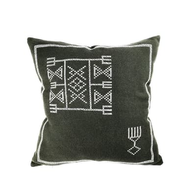 Yeşil Kilim Desenli Dokuma Yastık Kılıfı