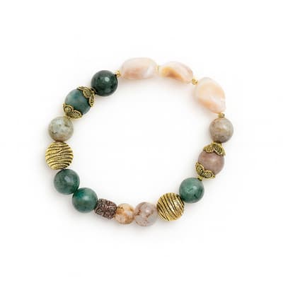 Akik Taşı ve 3 Sedef Taşlı Bileklik