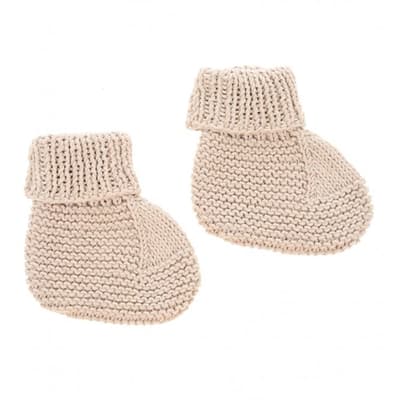 Bej Örgü Bebek Patiği