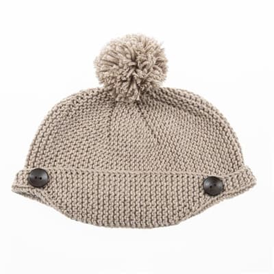 Bej Örgü Bebek Şapkası