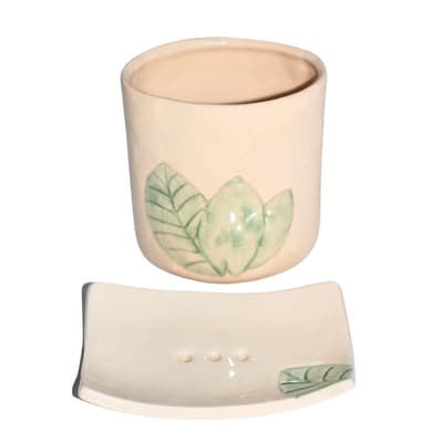 Bitişik Üç Yaprak Diş Fırçalık ve Sabunluk Seti