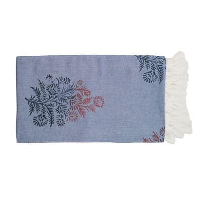 Çiçekli Mavi Peştemal