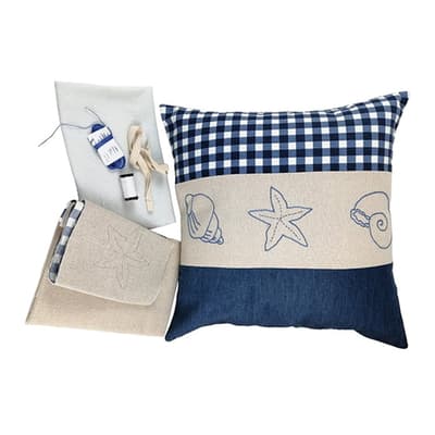 Hobi Kiti Deniz Kabuğu Nakışlı Yastık Kılıfı