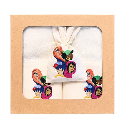 Dörtlü Kadın Nakışlı 2'li Havlu Set