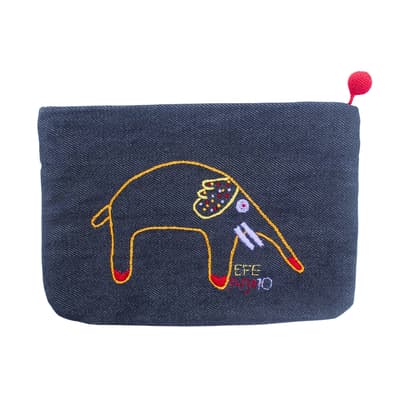 Fil İşlemeli Kot Cüzdan