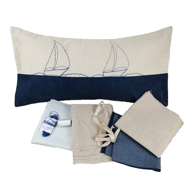 Hobi Kiti Gemi Nakışlı Yastık Kılıfı