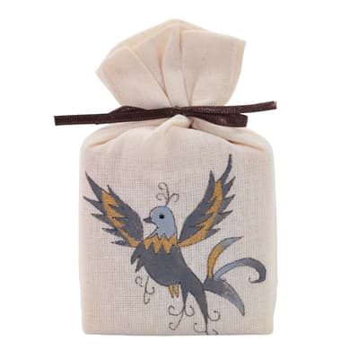 Gri Zümrüdüanka Kuşu Motifli Sabun Kesesi