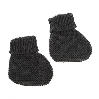 Koyu Gri Örgü Bebek Patiği
