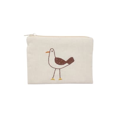 Martı İşlemeli Bez Cüzdan