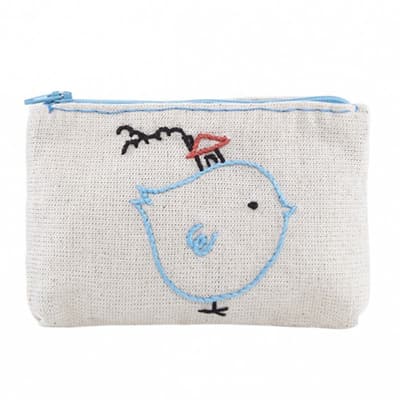 Mavi Kuş Nakışlı Küçük Cüzdan