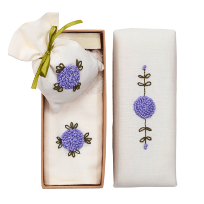 Mor Top İşli Dikdörtgen Havlu Seti